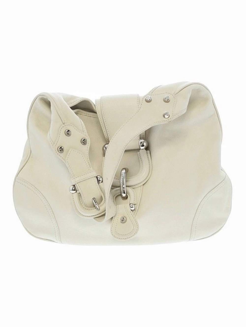 Burberry White Leather Hobo Shoulder Bag
